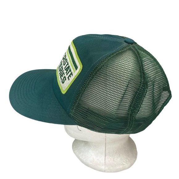 Vintage Interstate Batteries Hat Green Snap Back Trucker Cap 80s Patch USA MADE - Picture 3 of 6